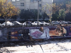 The graffiti covered streets of Santiago, Chile where I lived