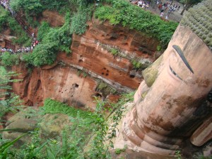 This Buddha is seated with his hands resting on his knees