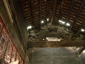 The rafters inside the temple