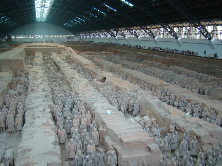 View of Pit 1, the largest excavation pit of the Terracotta Army.