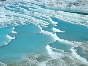 Pamukkale with its sparkling white castle -like cascades