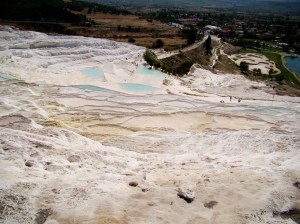 Pamukkale with its sparkling white castle -like cascades