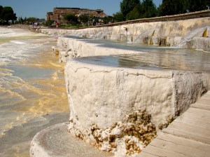 Pamukkale with its sparkling white castle -like cascades
