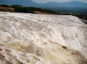 Pamukkale with its sparkling white castle -like cascadesPamukkale with its sparkling white castle -like cascades