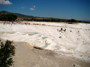 Pamukkale with its sparkling white castle -like cascades
