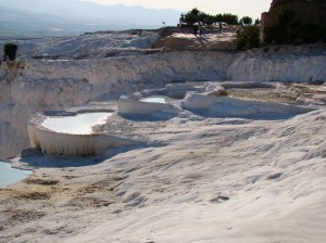 Pamukkale with its sparkling white castle -like cascades