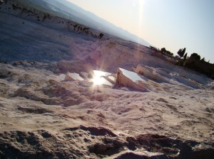 Pamukkale with its sparkling white castle -like cascades