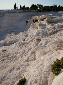 Pamukkale with its sparkling white castle -like cascades