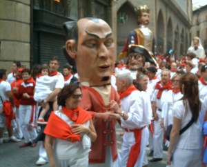 Running of the bulls in Pamplona, Spain