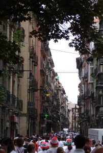 Running of the bulls in Pamplona, Spain