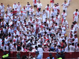 Running of the bulls in Pamplona, Spain