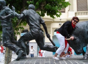 Running of the bulls in Pamplona, Spain